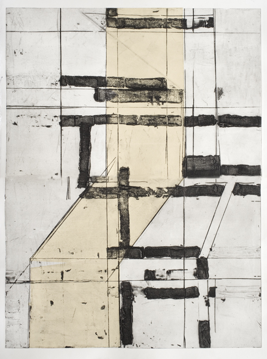 Cennel, Radierung/Collage mit Prägung auf Bütten, 152 cm x 108 cm, Unikat
